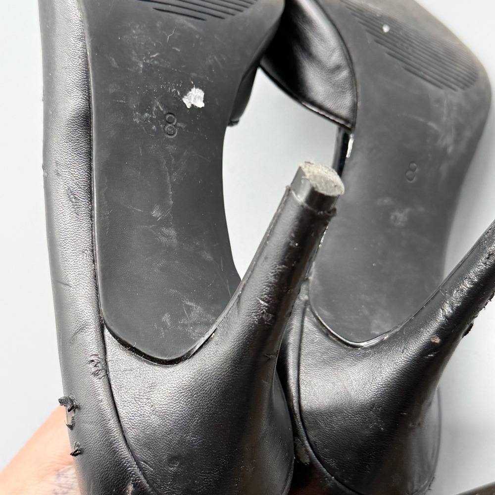 Coach and Four Womens Black Peep Toe d'Orsay Bow Stiletto Heels Size 8 Luxury - Picture 10 of 12